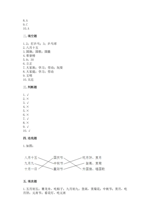 部编版二年级上册道德与法治期中测试卷附答案【b卷】.docx