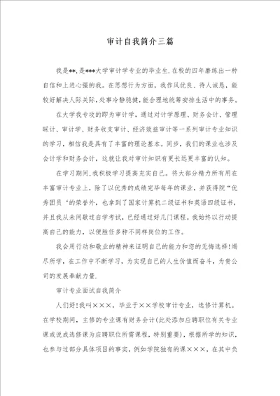 审计自我介绍三篇