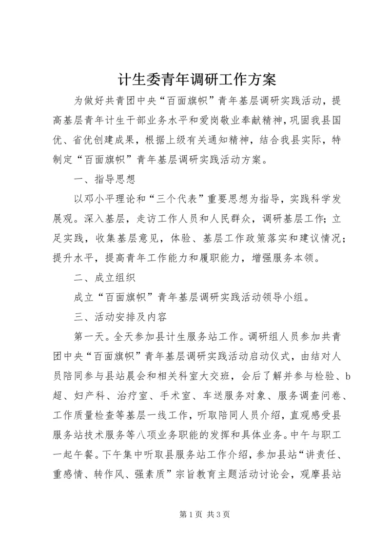 计生委青年调研工作方案.docx