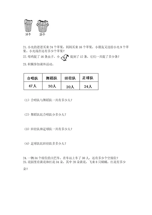 小学一年级下册数学应用题100道精品（含答案）