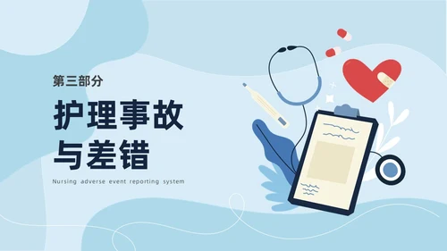 蓝色商务简约插画风医疗护理不良事件报告制度ppt