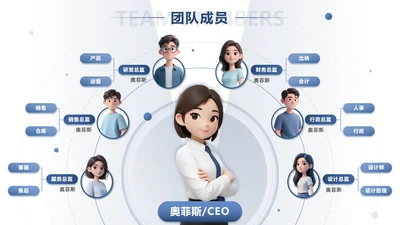 团队成员-蓝色渐变风团队成员PPT单页