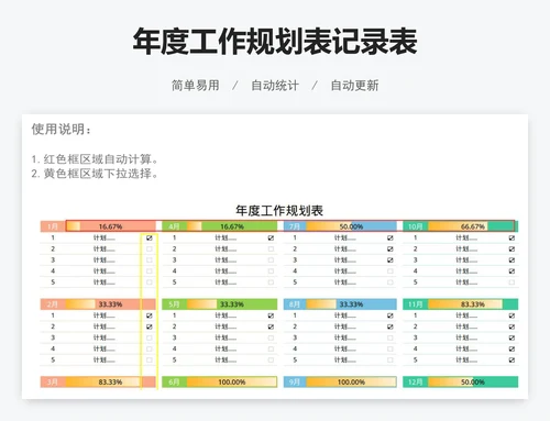 年度工作规划表记录表