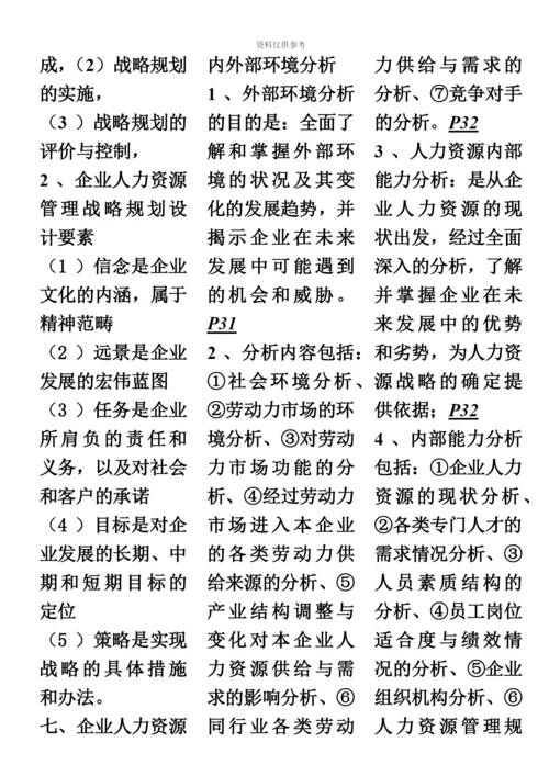 第三版教材高级人力资源管理师一级考点梳理含页数符号.docx