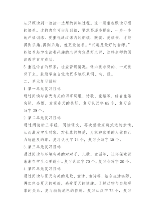 一年级下册语文复习计划.docx