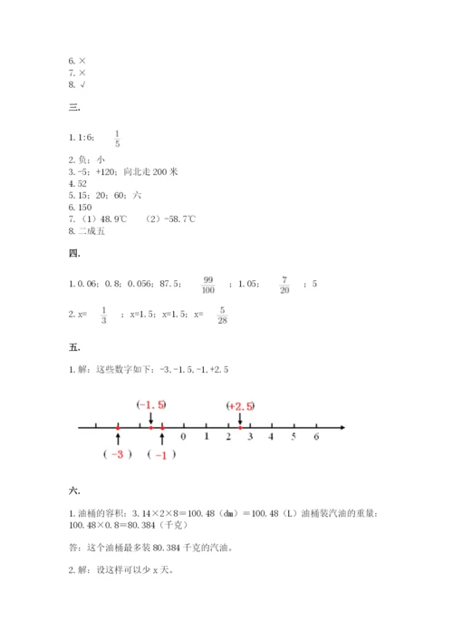 人教版小升初数学模拟试卷附参考答案（预热题）.docx