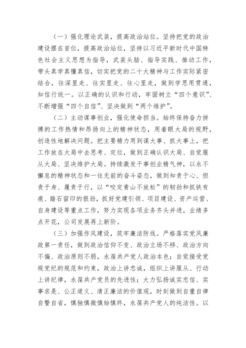 【国资国企】国企负责人2022年度党员领导干部民主生活会个人对照检查材料.docx