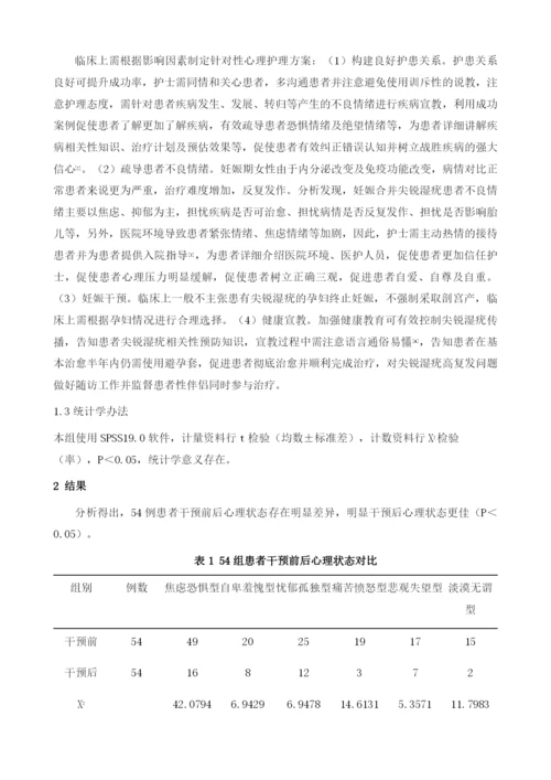 妊娠合并尖锐：湿疣患者的心理分析及护理.docx