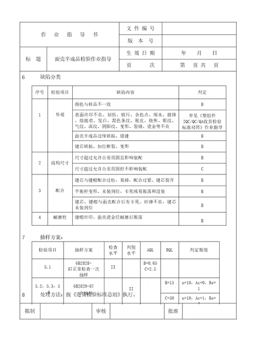 面壳半成品检验作业指导