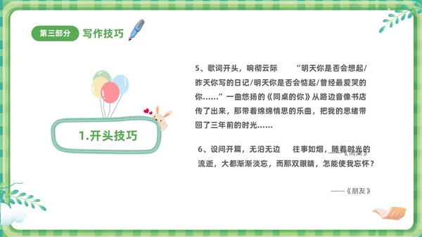绿色清新卡通儿童小学生学作文方法与技巧培训课件PPT作文作文教学