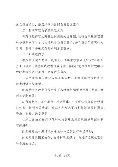 向村级组织收费专项清理整顿活动情况汇报 (2).docx