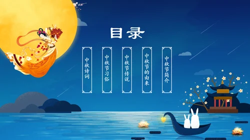 传统节日民俗中秋节介绍PPT模板月饼团圆