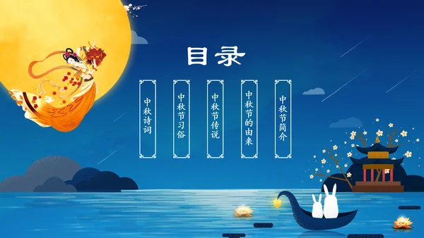 传统节日民俗中秋节介绍PPT模板月饼团圆