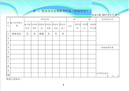 校舍安全检查表