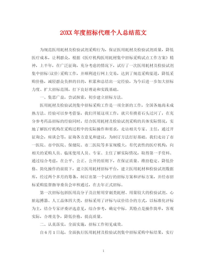 精编之度招标代理个人总结范文.docx