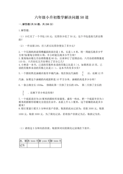 六年级小升初数学解决问题50道含答案【黄金题型】.docx