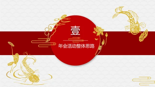 红色喜庆锦鲤喜庆年会策划方案通用PPT模板