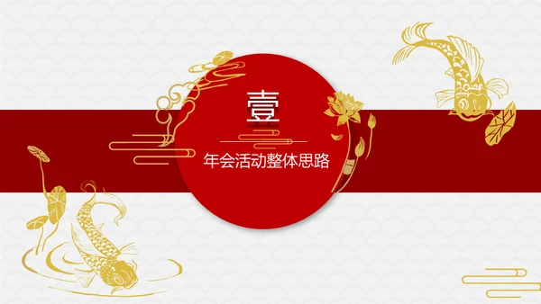 红色喜庆锦鲤喜庆年会策划方案通用PPT模板