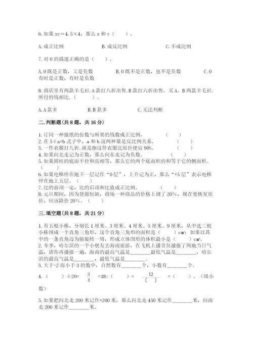 人教版六年级下册数学期末测试卷精品（黄金题型）.docx