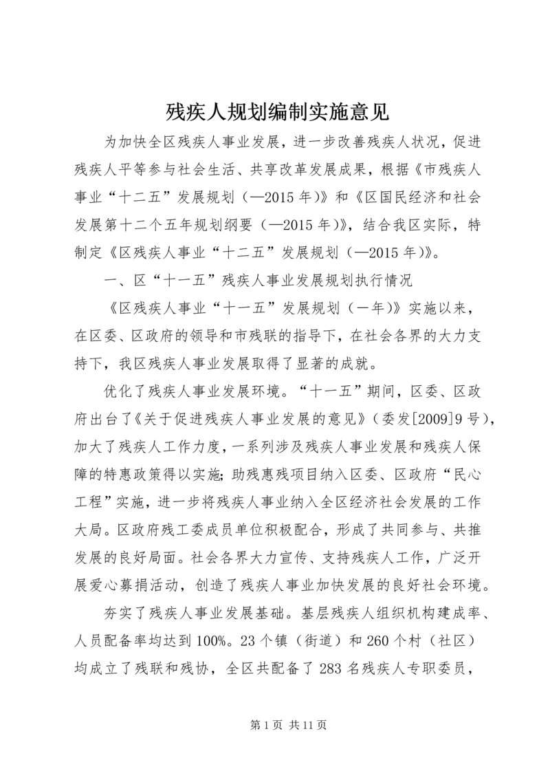 残疾人规划编制实施意见.docx