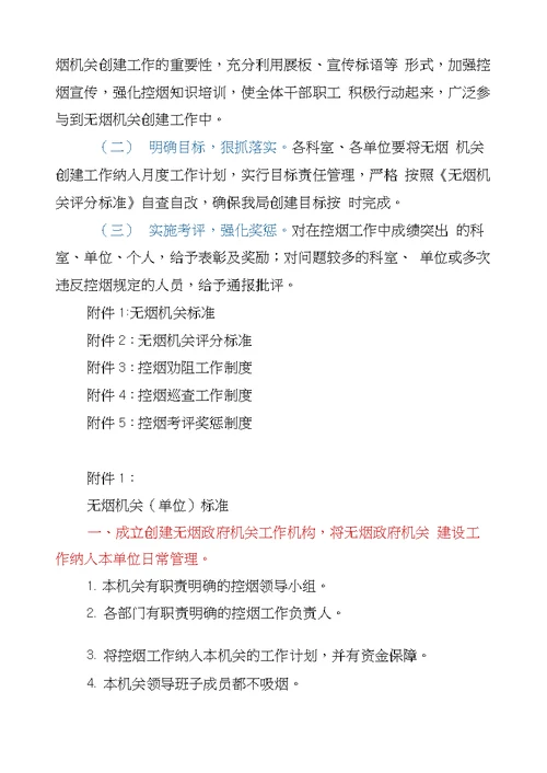 202  年机关单位创建无烟机关工作实施方案(附无烟机关标准、制度成套材料大全)