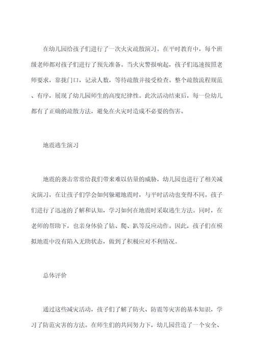 幼儿园减灾活动总结