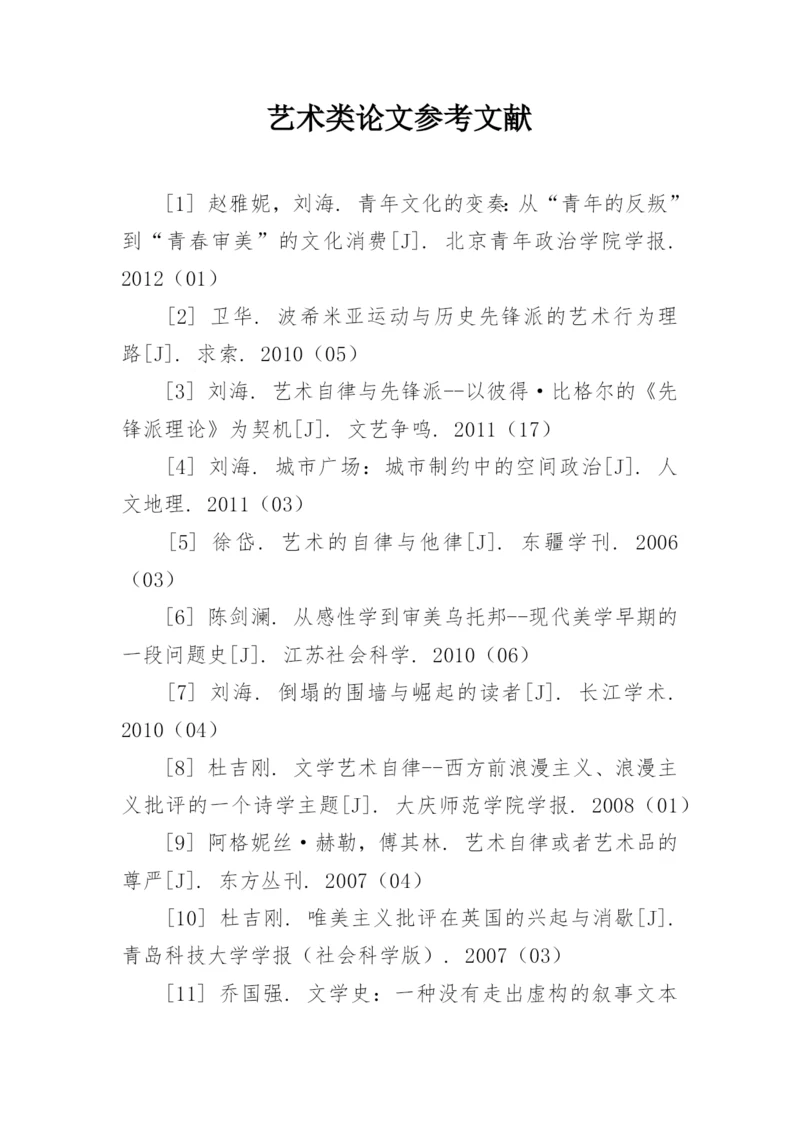 艺术类论文参考文献.docx