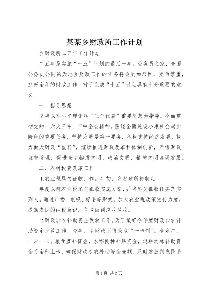 某某乡财政所工作计划.docx