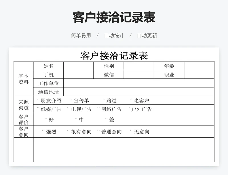 客户接洽记录表