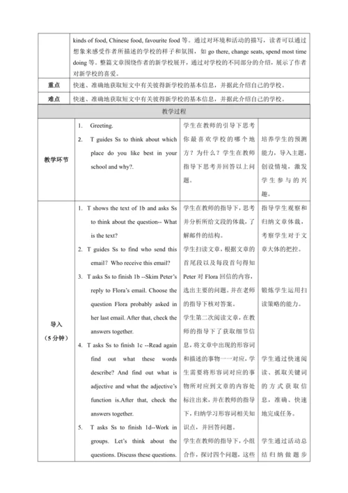 Unit 3 My School 第4课时Section B 1a-2b 教学设计【课堂无忧】人教2