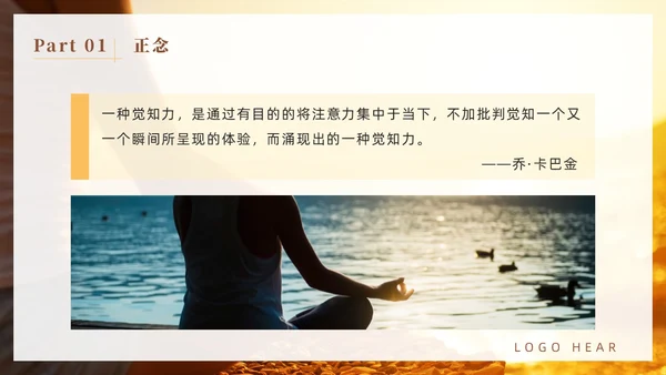橙色简约风商务正念减压疗法培训PPT模板
