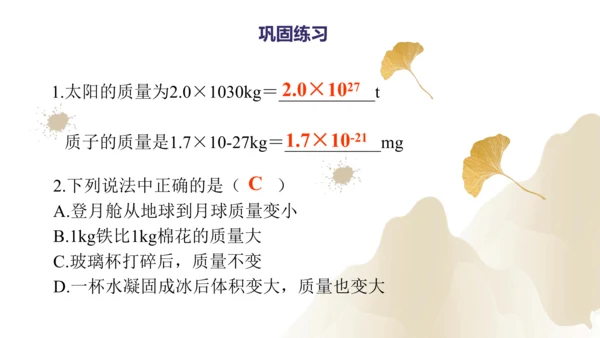 6.1质量（课件）(共29张PPT) -2023-2024学年八年级物理上册同步精品课堂（人教版）