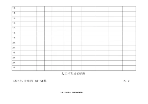 人工挖孔桩签证表