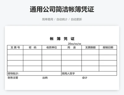 通用公司简洁帐簿凭证