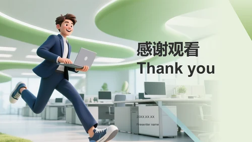 绿色3D风年中岗位履职总结PPT模板