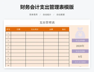 财务会计支出管理表模版