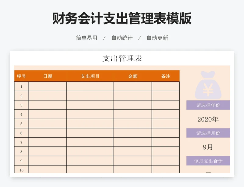 财务会计支出管理表模版