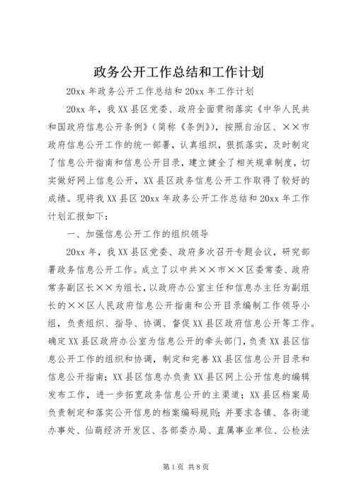 政务公开工作总结和工作计划.docx
