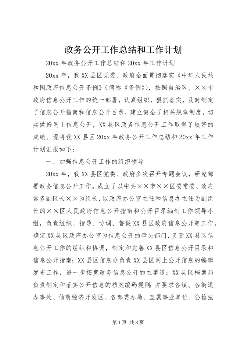 政务公开工作总结和工作计划.docx