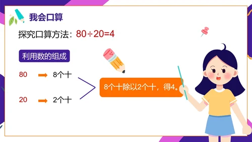 人教版数学四年级口算除法课件PPT模板