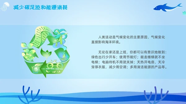 海洋保护主题插画学习讲座活动卡通蓝色环保简约核污水