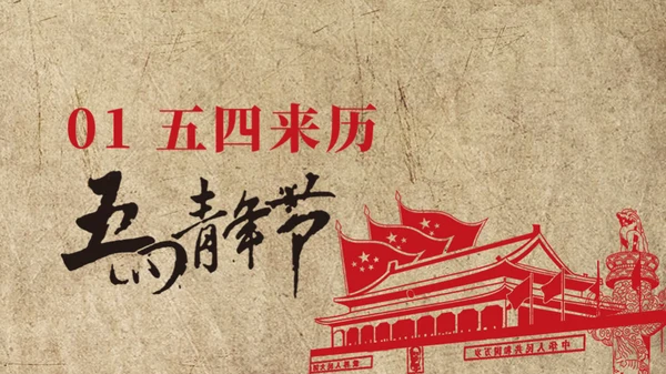 怀旧风红色剪影天安门五四青年节通用PPT模板