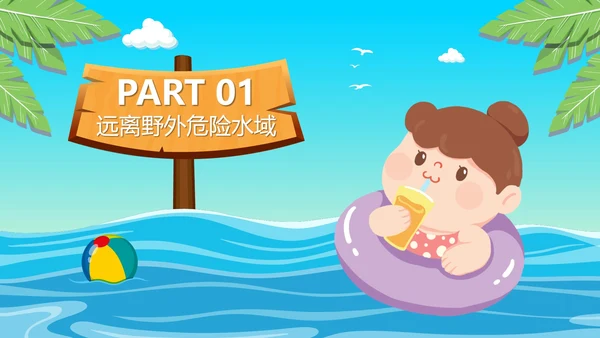 夏季小学生防溺水讲座主题班会PPT模板