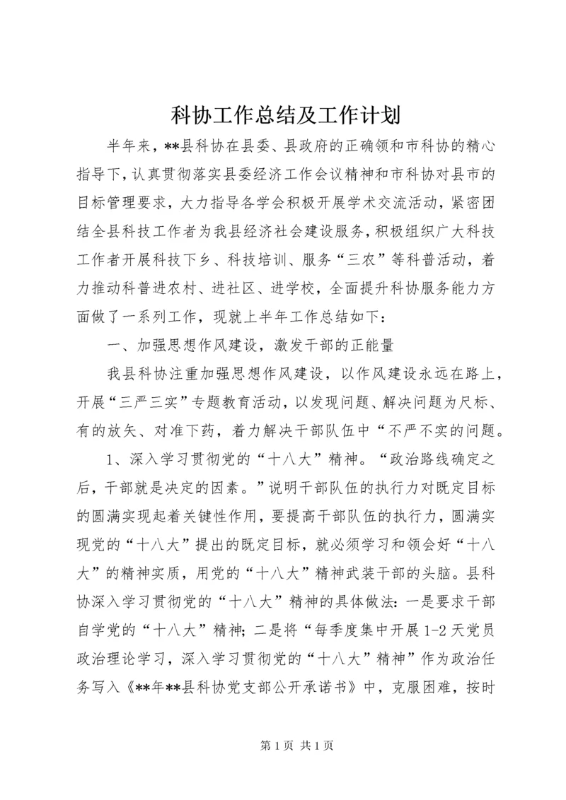 科协工作总结及工作计划_1.docx