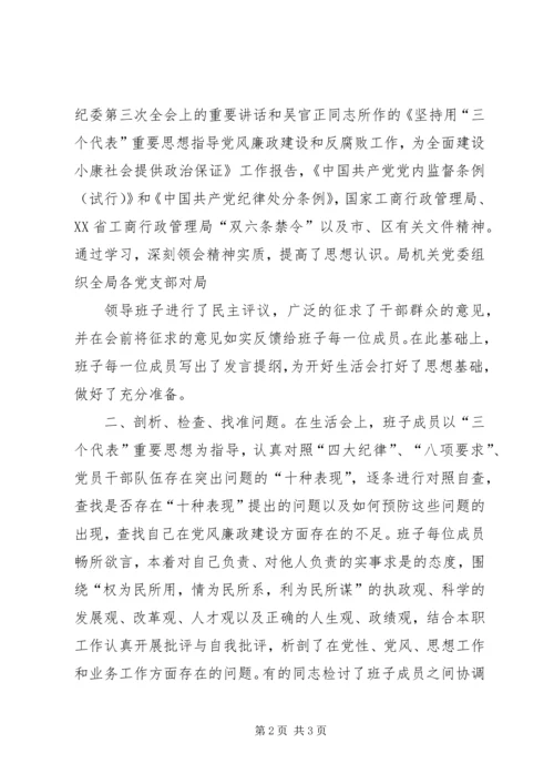 物价局党组关于召开领导班子民主生活会的情况.docx