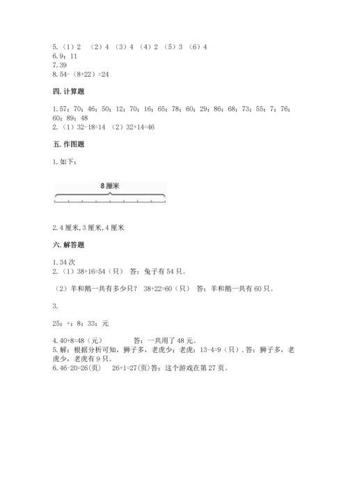 人教版二年级上册数学期中测试卷a4版打印.docx