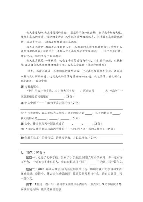 【部编版】小升初语文测试卷(含答案)035318.docx