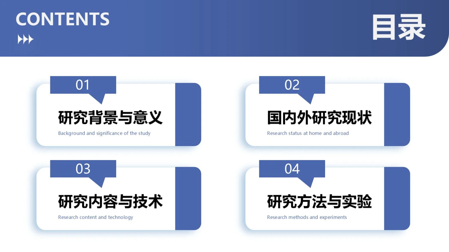 蓝色商务简约风学术答辩通用目录单页