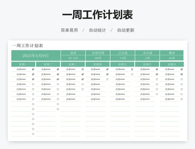 一周工作计划表
