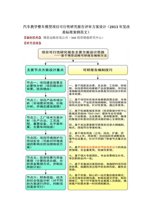 汽车教学整车模型项目可行性研究报告评审方案设计发改委标准案例范文.docx